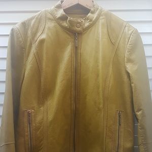 XL Pelle Studio chartreuse leather moto jacket